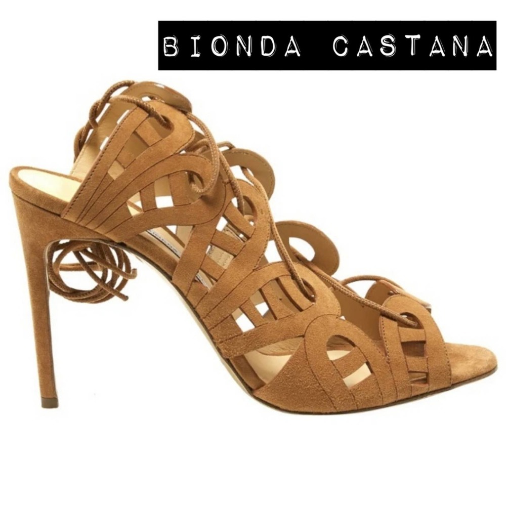 NWOB Bionda Castana Camel Lace Up Heels